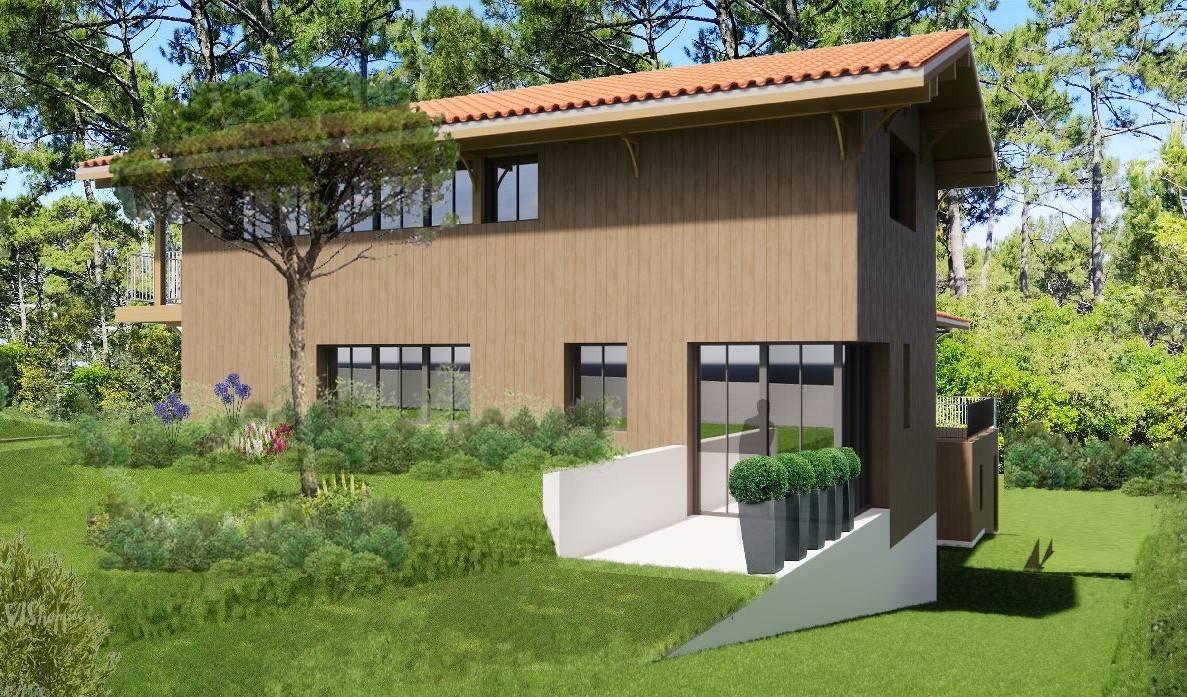 Une villa ferret capienne avec terrasse vue forêt