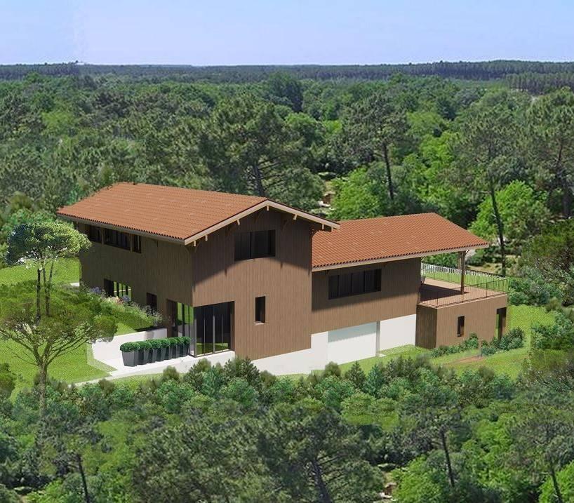 Une villa ferret capienne avec terrasse vue forêt