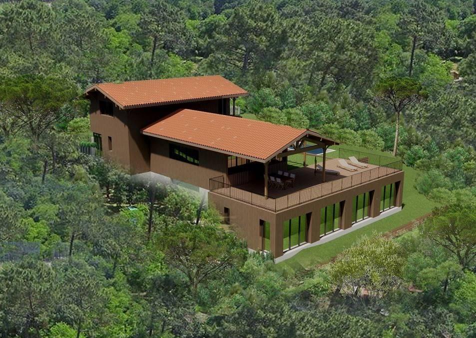 Une villa ferret capienne avec terrasse vue forêt