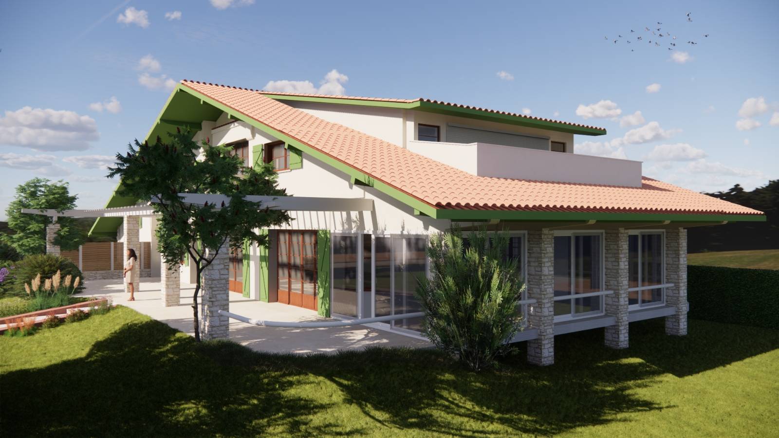 Maison de style basque en résidence de tourisme sur le Bassin