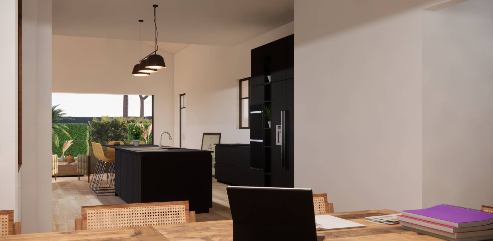 surélévation en ossature bois sur le Bassin d’Arcachon l’atelier KRIEGER architecte et maître d’oeuvre. cuisine.