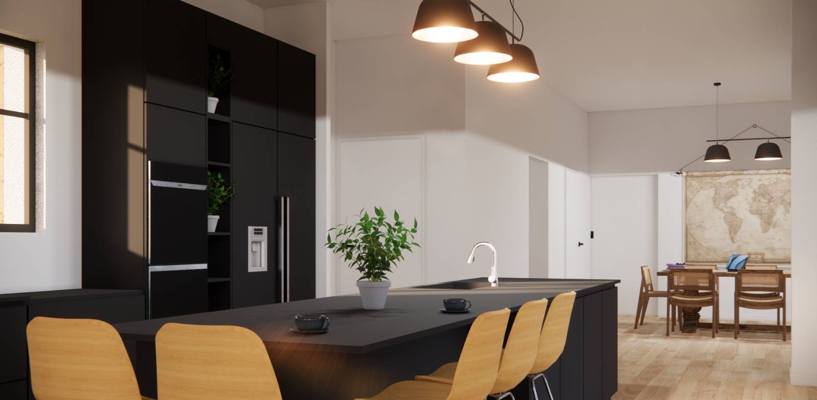 surélévation en ossature bois sur le Bassin d’Arcachon l’atelier KRIEGER architecte et maître d’oeuvre. cuisine